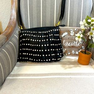 Buckle, black with rhinestones and gold accents!